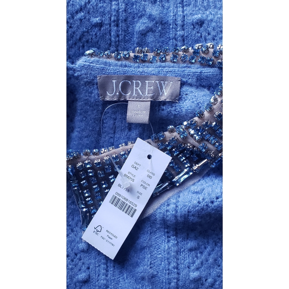 26. J.Crew Pointelle cable-knit crewneck with beaded collar - Picture 8 of 10